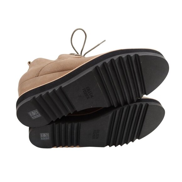 EILEEN FISHER Capa Nubuck Leather Lace Up Wedge Boots Size 9 B Tan - Picture 8 of 10